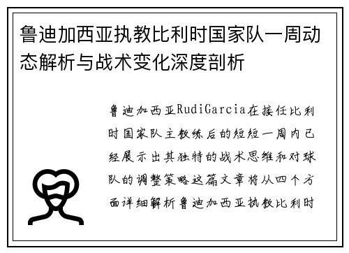鲁迪加西亚执教比利时国家队一周动态解析与战术变化深度剖析